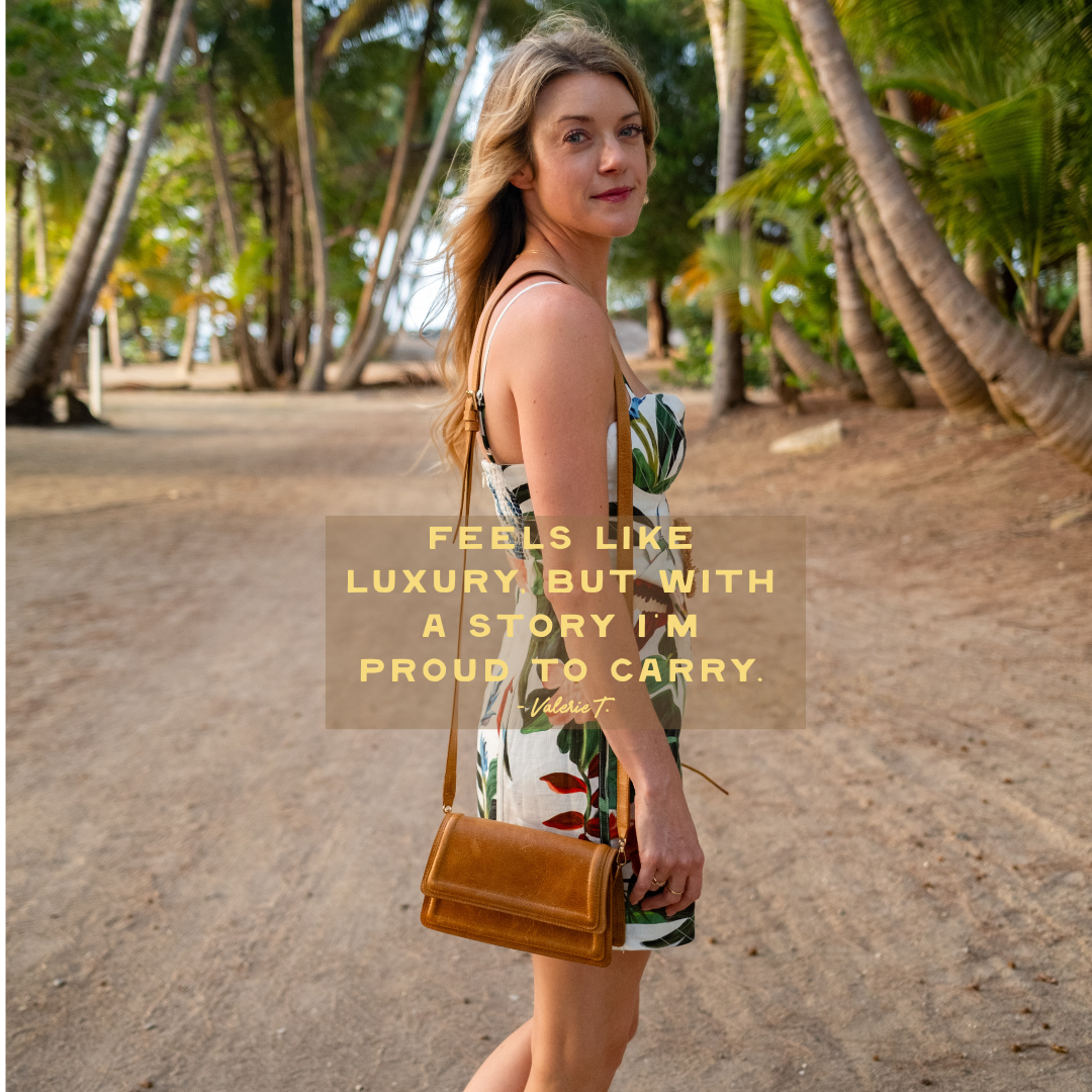 Camel Leather Mini Crossbody Bag