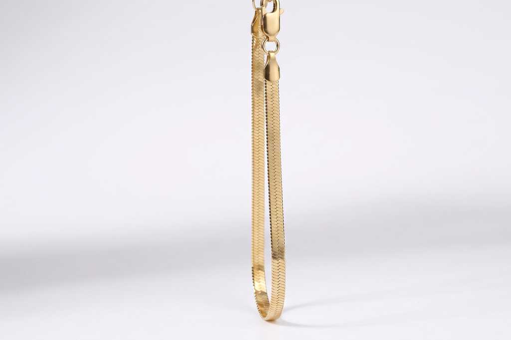 Dazzling Sterling Silver Dainty Herringbone Bracelet - Elegant Italian Design, Liquid Link Style